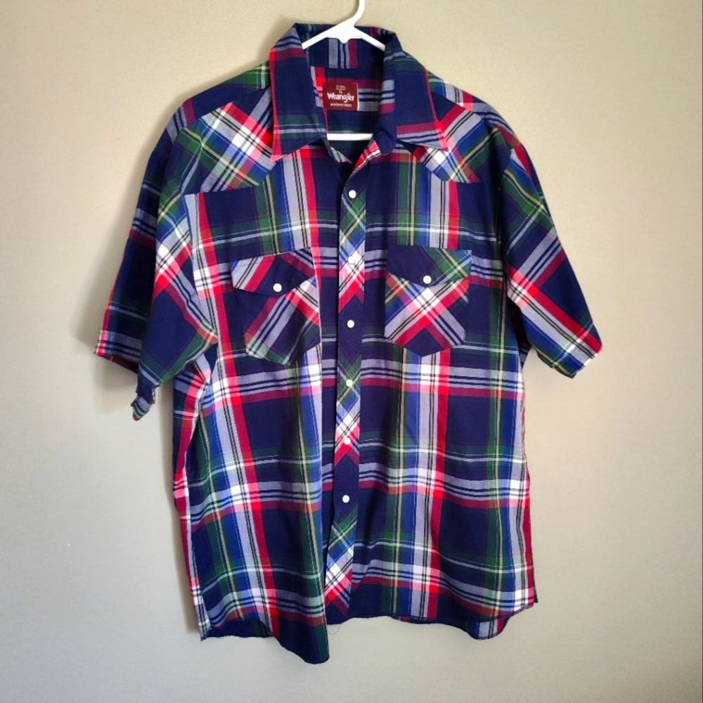 Wrangler Pearl Snap Western Shirt Mens 17-17.5" Size XL